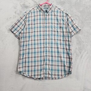 Marmot Shirt Mens L Blue Plaid Short Sleeve Button Front Lightweight Outdoor